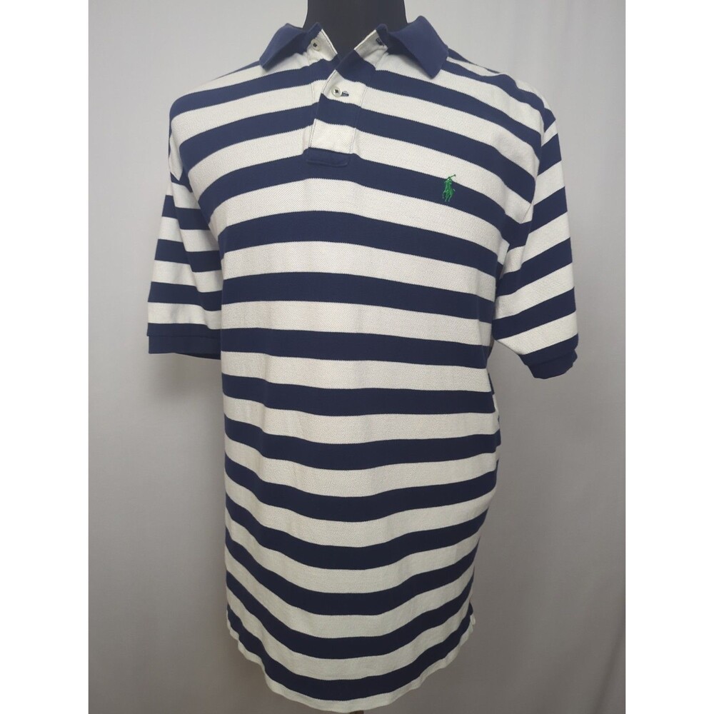 Vintage Blue and White Polo Ralph Lauren polo rugby shirt 2XL Golf Striped